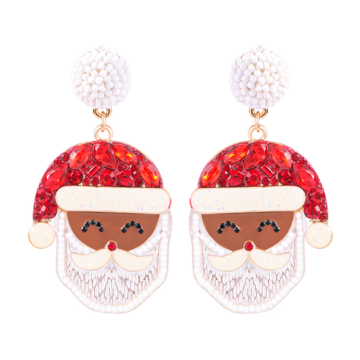 Wholesale 3 pairs/1 pack Christmas creative Santa Claus Granny oil dripping diamond earrings